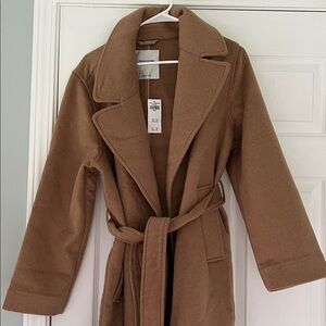 Abercrombie Double Cloth Belted Wool Blend Coat